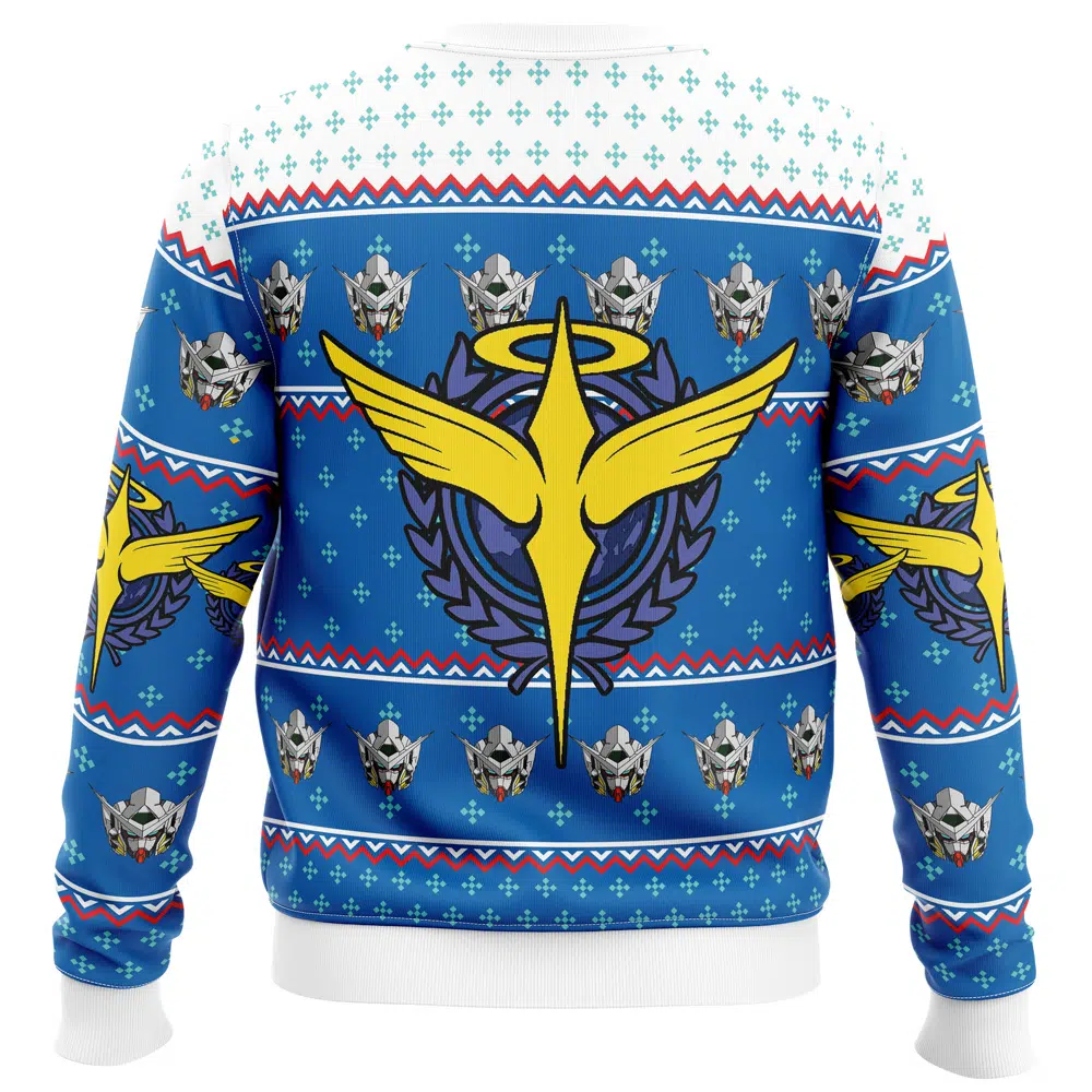 Gundam Helmet Ugly Christmas Sweater BACK mockup - Gundam Merch