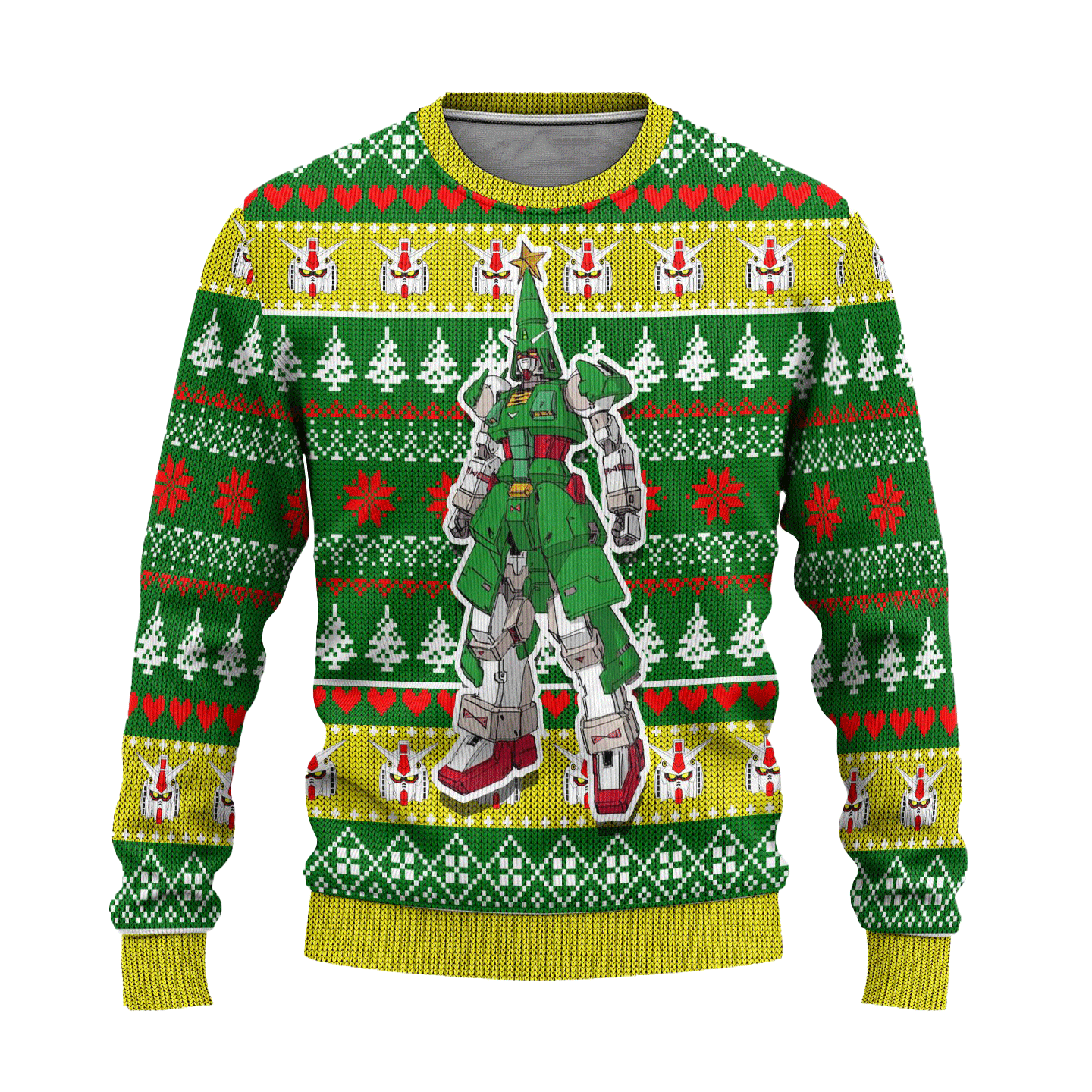 gundam anime ugly christmas sweater custom pine tree xmas gift lo2h5 - Gundam Merch