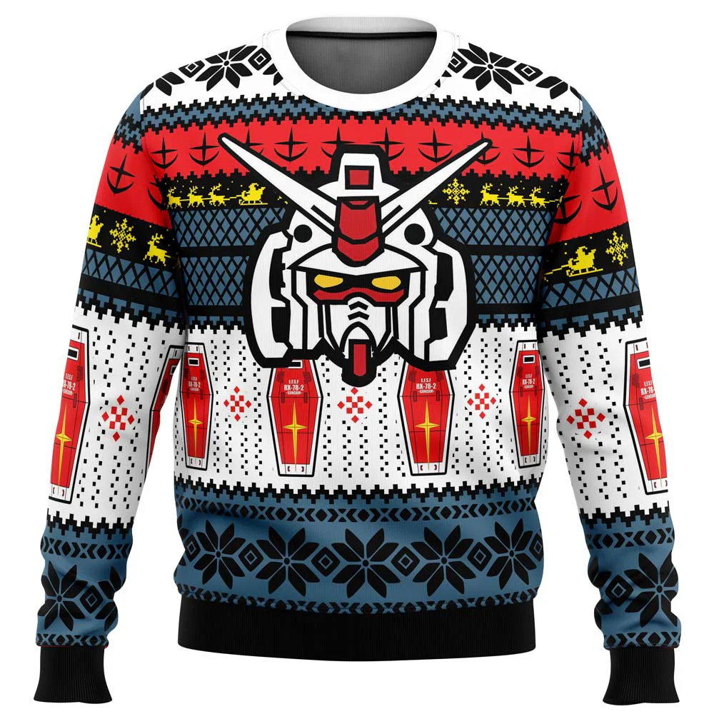 rx 78 gundam ugly christmas sweatercaffm - Gundam Merch