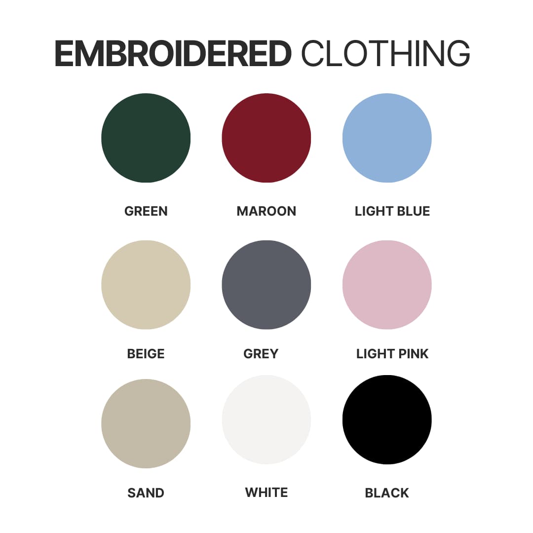 Embroidered clothing color chart - Gundam Merch