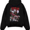 gundam astray red frame black hoodie flat back design - Gundam Merch